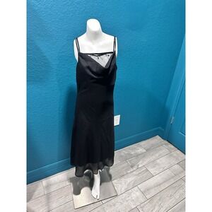 VTG 90s Just Choon Black Satin Slip Dress 5 Y2K
